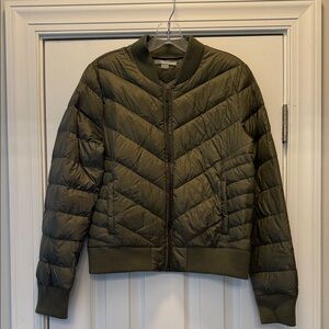 Tart Olive Green Quilted Bomber Jacket